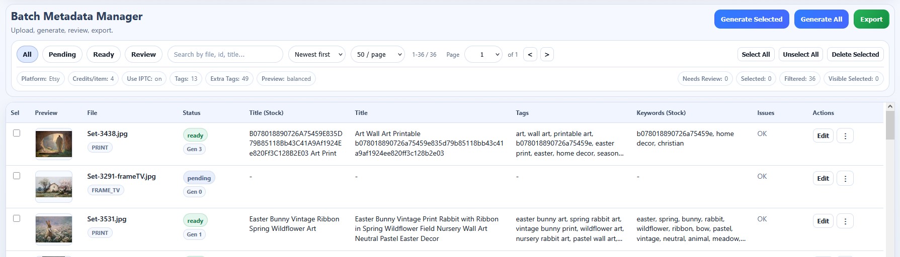 StockMetaFlow generation progress preview